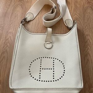 Chic Cream Shoulder Bag with Perforated Design